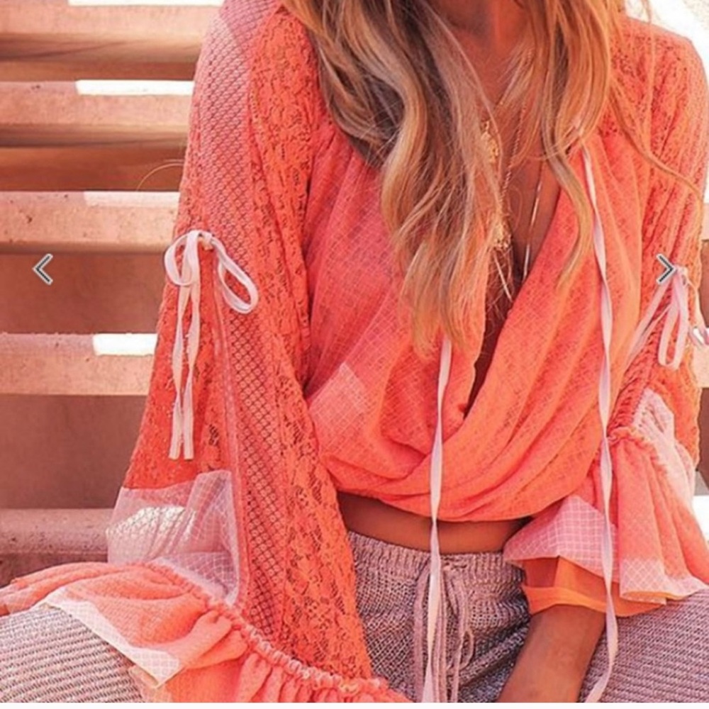 WE ARE HAH Kim-on-Hoe Lace Top Coral Beach